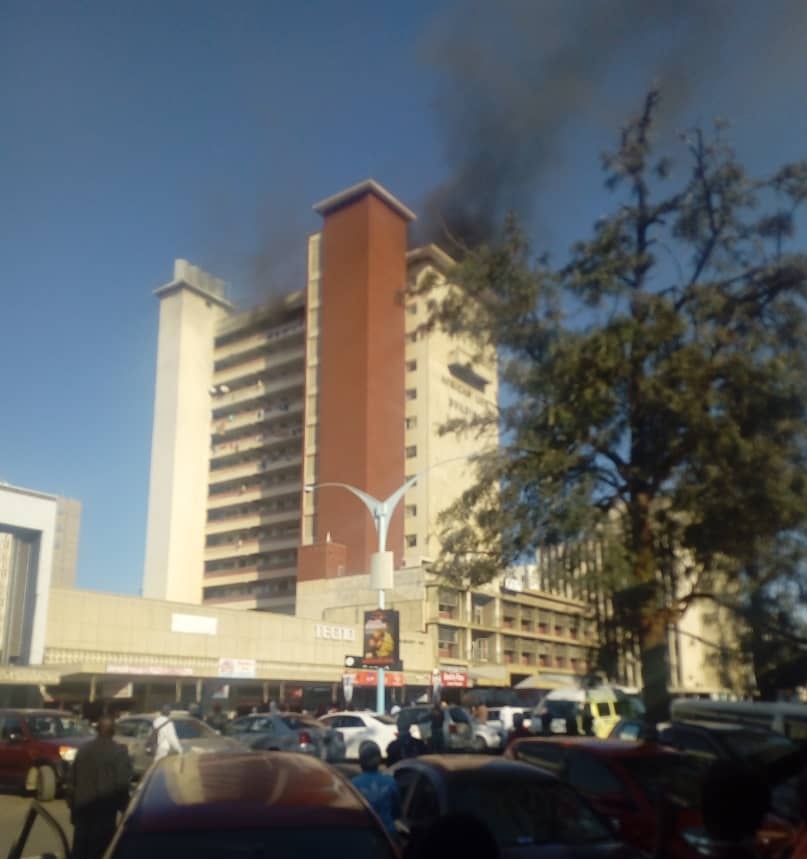 This old building in Bulawayo proved to be robust after a fire raged through at least two flats on the top floor, but did not spread. Fire fighters got their hoses to the top after the ambers died